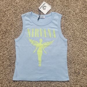 Daydreamer Tank Top Shirt Nirvana Blue Yellow In Utero Sleeveless Medium NWT
